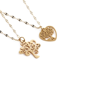Tree Of Life Pendant Necklace Stainless Steel Gold Plated Hollow Out Jewelry For Women Fashion Boho Style