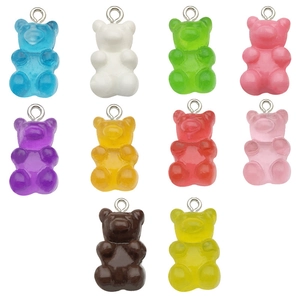 Pendentifs ours en résine colorés pour bijoux DIY en dix teintes transparentes vibrantes