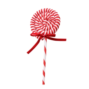 Décoration de canne en sucre en velours rouge et blanc avec nœud pour sapin de Noël
