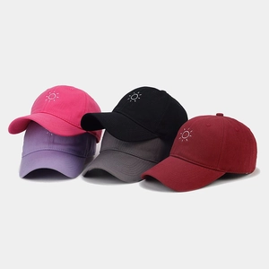 Classic cotton baseball cap with sun embroidery in multiple colors stack view