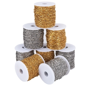 Bulk gold and silver stainless steel stick link chains on spools for DIY jewelry making