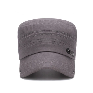 Men's grey cotton cadet cap with metallic FS logo and casual flat top design