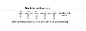 Detailed size chart for women's padded faux fur jacket with precise measurements