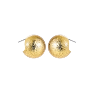 Minimalist 18K gold plated hollow geometric ball stud earrings with hammered metal texture