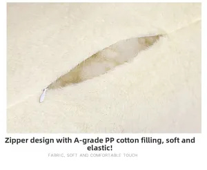 Detail of soft plush toy featuring a hidden zipper and premium elastic PP cotton filling