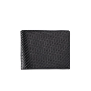 Cartera de hombre bifold con textura de fibra de carbono, gran capacidad y ranuras negro