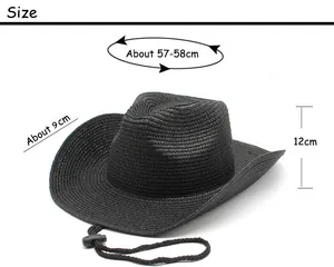 Tabella taglie del cappello da cowboy in paglia nera con tesa da 9cm e circonferenza 58cm