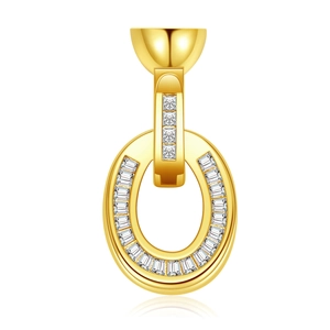 14K gold plated horseshoe pearl necklace clasp with sparkling cubic zirconia pavé