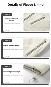Detail des Fleece-Innenfutters mit Reißverschlusstasche und verstellbarem Kordelzug