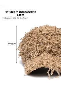 Detail view of khaki furry baseball cap showing the 13cm crown depth and soft plush texture