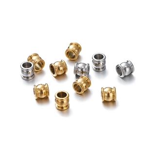 Stainless Steel Spacer Beads Large Hole Round Drum Shape Loose Beads DIY Jewelry Bracelet Making Findings Colorfast Polished Metal