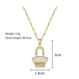 Titanium steel necklace featuring handbag pendant with dimensions 3cm x 1.8cm and 3.9g weight