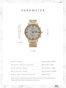 Close-up of ORLANDO men's fashion quartz watch with gold-toned markers and silver steel band