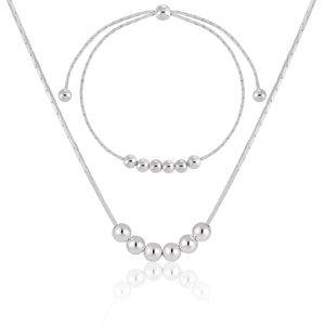 Parure de Bijoux en Argent Sterling 925 Perles Chaîne Serpent Collier Bracelet Chaîne de Clavicule Minimaliste pour Femme Cadeau Individuel