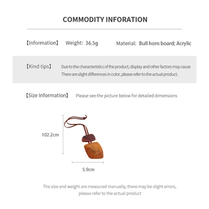Detailed dimensions of the vintage irregular horn pendant and acrylic sweater necklace
