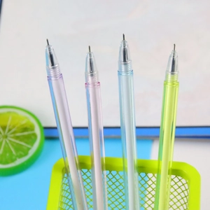 Set of four colorful crystal heart gel pens in pastel shades with needle point tips