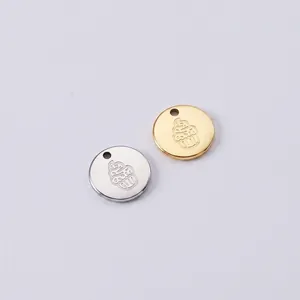 Round Cupcake Ice Cream Engraved Charms 304 Stainless Steel Mirror Polished DIY Jewelry Making Findings Metal Pendants