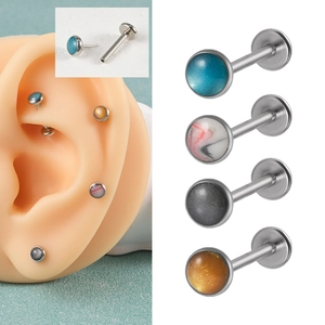 Orecchini Labret in Acciaio Inossidabile a Pressione Senza Filettatura Con Pietra Sintetica Stellata Perno per Cartilagine Schiena Piatta Gioielli Piercing