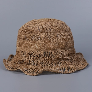Handmade hollow-out straw fisherman hat for women summer beach fashion photography