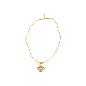 Collier doré avec pendentif en forme de feuille en éventail pour femme au style minimaliste