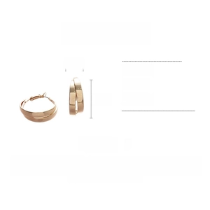 Detailed technical drawing of gold hollow multilayer hoop earrings with size specifications