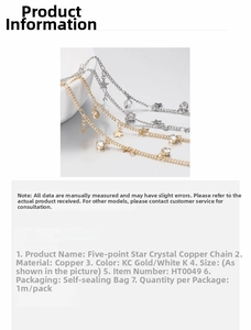 Detail of copper star chain with crystal rhinestones in gold and silver finishes