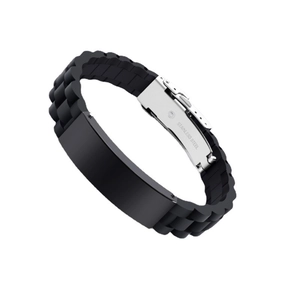 Bracelet Pour Homme Acier Inoxydable Silicone Caoutchouc Ajustable Sportif Tendance Fermoir Pliant Accessoire Décontracté