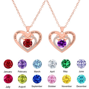 Détails des 12 options de pierres de naissance pour le collier coeur infini