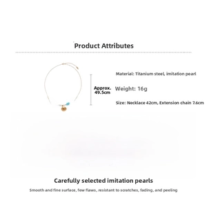 Detail of gold starfish shell necklace with blue stones and pearls for beach vacation