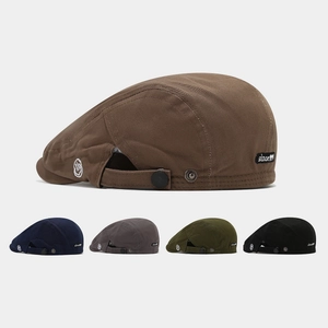 Vintage Flat Cap Cotton Twill Adjustable Ivy Hat Letter Embroidery Retro Japanese Style For Men Women