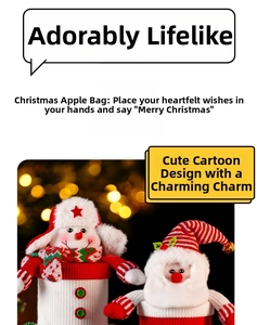 Detailed view of snowman and Santa Claus knitted Christmas gift jars with festive decorations