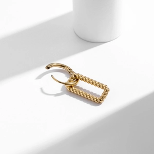 Elegant gold hollow twisted rope textured rectangular titanium steel drop earring
