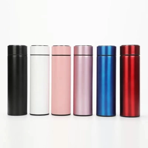 Smart LED temperature display thermos bottle available in six matte minimalist colors
