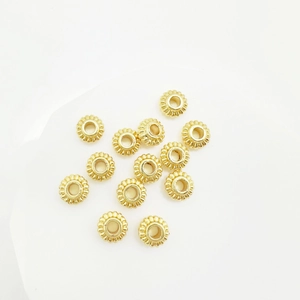 Round Spacer Beads Copper Real Gold Plated Lantern Ribbed Texture DIY Jewelry Making Findings Components