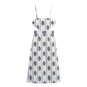 Women Embroidery Camisole Midi Dress Polyester Hollow Out Backless A-Line Bohemian Vacation Fashion Elegant Dress