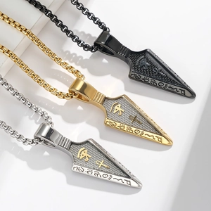 Arrowhead Pendant Necklace Stainless Steel Egyptian Eye Of Horus Ankh Symbols Retro Punk Hip Hop Jewelry For Men