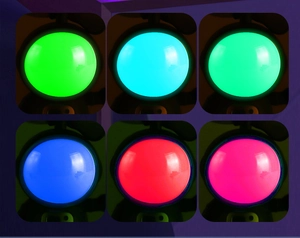 Showcase of six different LED color light modes for the astronaut desk lamp