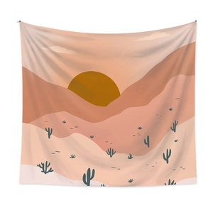 Detail showing high-quality polyester fabric texture of bohemian landscape tapestry