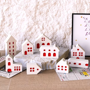9-piece set of white European house silicone molds for resin and plaster crafts