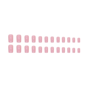 Glossy pale pink and purple press-on nails set with 24 pieces in various sizes