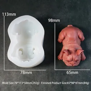 Detailed dimensions of Pug silicone mold and finished resin dog statue measurements
