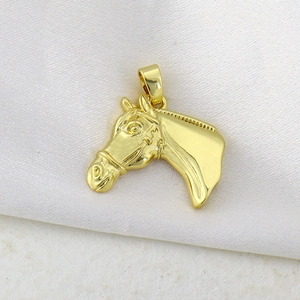Iced out gold horse head pendant with cubic zirconia inlay for hip hop jewelry necklace