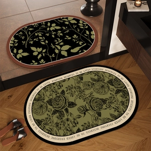 Absorbent diatomite bath mats with floral patterns and anti-slip backing for bathrooms