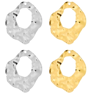Pendenti ovali irregolari in acciaio inossidabile martellato color oro e argento
