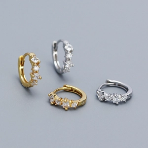 925 silver pave hoop earrings in gold and silver plating with cubic zirconia stones