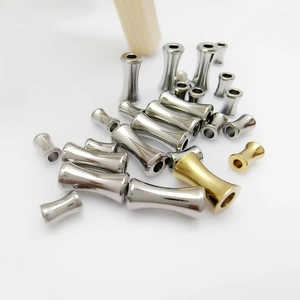 Polished gold and silver stainless steel bamboo tube beads for jewelry making