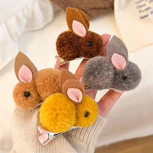 Barrettes à cheveux en peluche lapin pour enfants avec pinces crocodile en métal robustes
