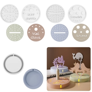 Moule En Silicone Rond Pour Base De Bougeoir Coulée De Résine DIY Noël Avent Design Creux Décoration Maison