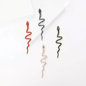 Elegant Alloy Rhinestone Snake Brooch For Women Men Shiny Animal Lapel Pin For Suit Banquet Wedding Dress Corsage Jewelry Gift