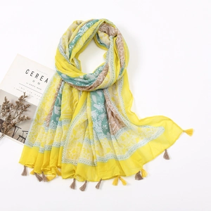 Women's Retro Paisley Floral Print Scarf Large Lightweight Tassel Shawl Bohemian Ethnic Retro Polyester Wrap For Travel Party